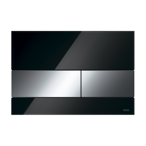 ТЕСЕ 9240807 Стеклянная панель (кнопка) смыва для унитаза TECEsquare, стекло черное, клавиши хром глянцевый