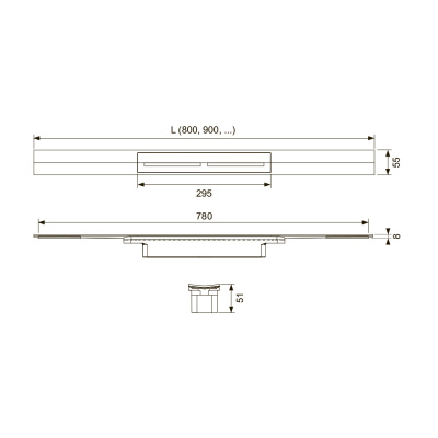 Профиль для душа TECEdrainprofile, 800 мм, сатин, 670800