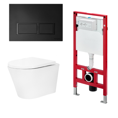 Комплект TECEspring base с панелью V, черный матовый, и унитазом TECEspring Model K 2.0 K401204WCK2