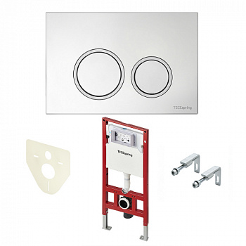TECE S401101 Инсталляция в комплекте с хромированной пластиковой панелью (кнопкой) смыва TECEspring R и застенным модулем TECEspring для подвесного унитаза