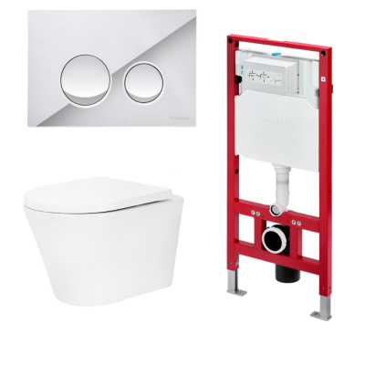 Комплект TECEspring base с панелью LT, хром глянцевый, и унитазом TECEspring Model K 2.0 K401111WCK2