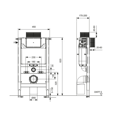 Застенный модуль TECEspring profil, высота 820 мм