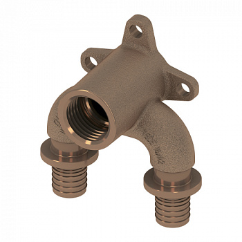 ТЕСЕ 708625 Тройник угловой с настенным креплением TECEflex 16 x Rp 1/2" x 16, закругленный, с низким падением давления, бронза