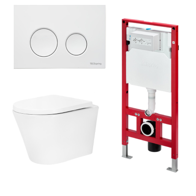 Комплект TECEspring base с панелью LT, белый глянцевый, и унитазом TECEspring Model K 2.0 K401110WCK2