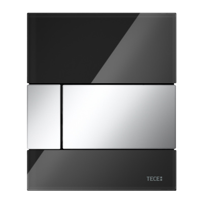 Стеклянная панель (кнопка) смыва для писсуара TECEsquare, стекло черное, клавиши хром глянцевый, 9242807