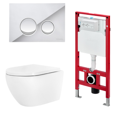 Комплект TECEspring base с панелью LT, хром глянцевый, и унитазом TECEspring Model R 2.0 K401111WCR2