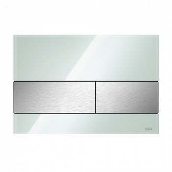 ТЕСЕ 9240804 Стеклянная панель (кнопка) смыва для унитаза TECEsquare, стекло мятный зеленый, клавиши нержавеющая сталь сатин, покрытие против отпечатков пальцев